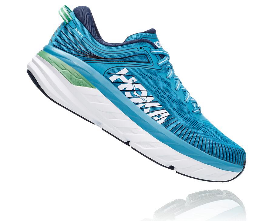 Hoka One One Tenisky Panske Modre/Biele - Bondi 7 - 78964-LXJS